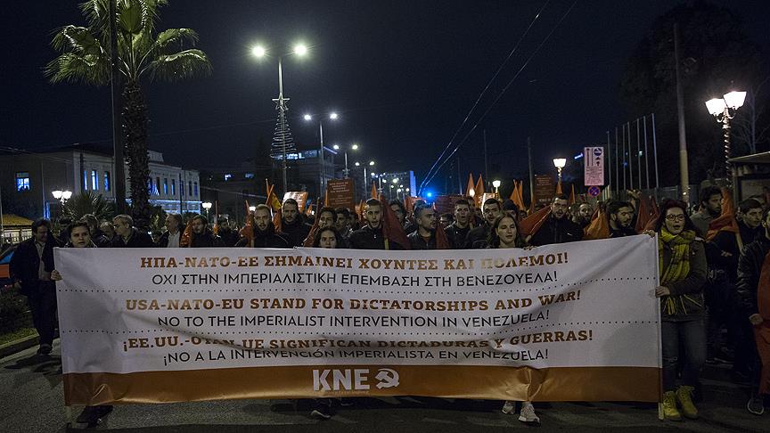 Yunanistan'da Venezuela için ABD karşıtı gösteri