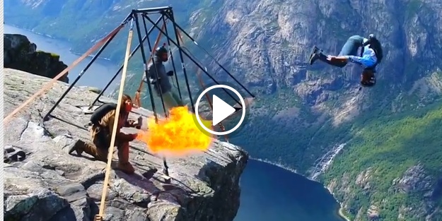 Yürekleri ağza getiren yerden işte böyle atlıyorlar!