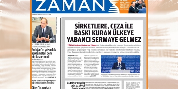 Zaman Tüsiad'a sarıldı, o sözleri sansürledi