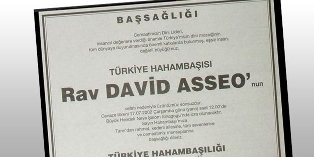 Zaman'da manidar Hahambaşı ilanı