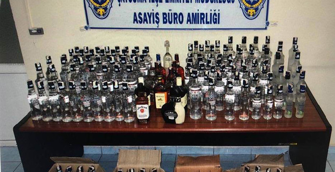 Zonguldak’ta 129 şişe sahte içki ele geçirildi