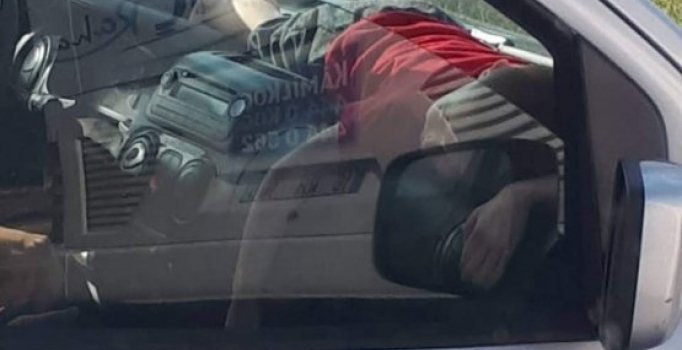 Zonguldak'ta aracın ön konsolunun üzerinde yolculuk