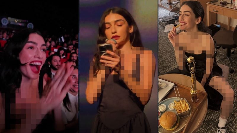 En iyi kadın oyuncu ödülünü hak ettiğini gösterdi: Törenden önce kahkahalar! Törende: Nefes alamıyorum! Tören sonrası bitmeyen eğlence