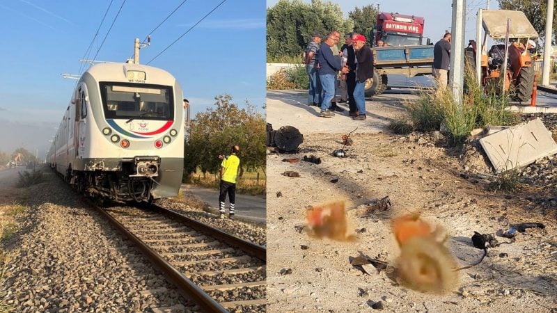 İzmir’de tren traktöre çarptı: 2 yaralı