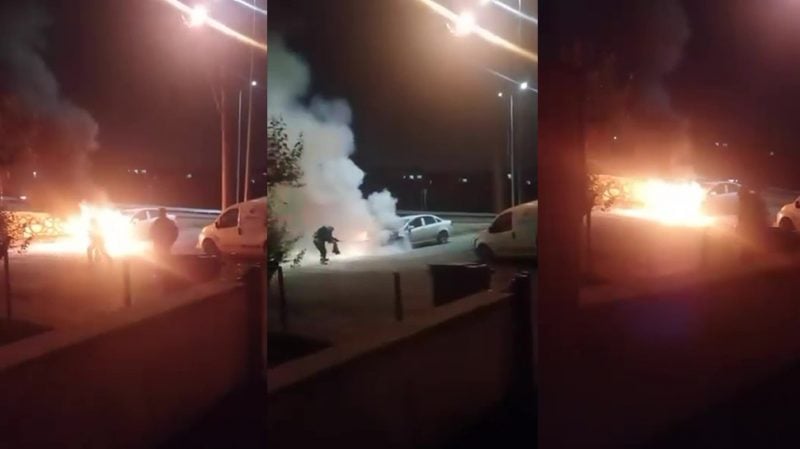 Kocaeli'de otomobil alevlere teslim oldu!