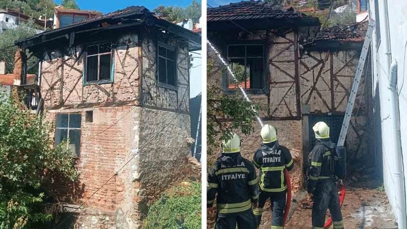 Muğla'da 2 katlı kerpiç ev alevlere teslim oldu