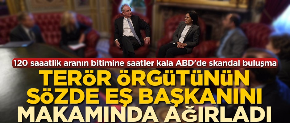 120 saatlik aranın bitimine saatler kala ABD'de skandal buluşma! Terör örgütünün sözde eş başkanını makamında ağırladı