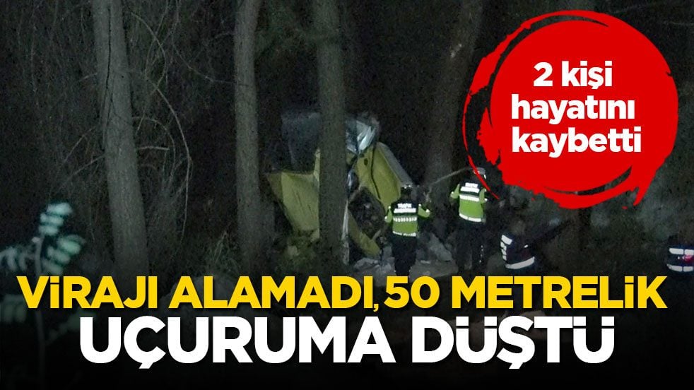 2 kişi hayatını kaybetti! Virajı alamadı, 50 metrelik uçuruma düştü