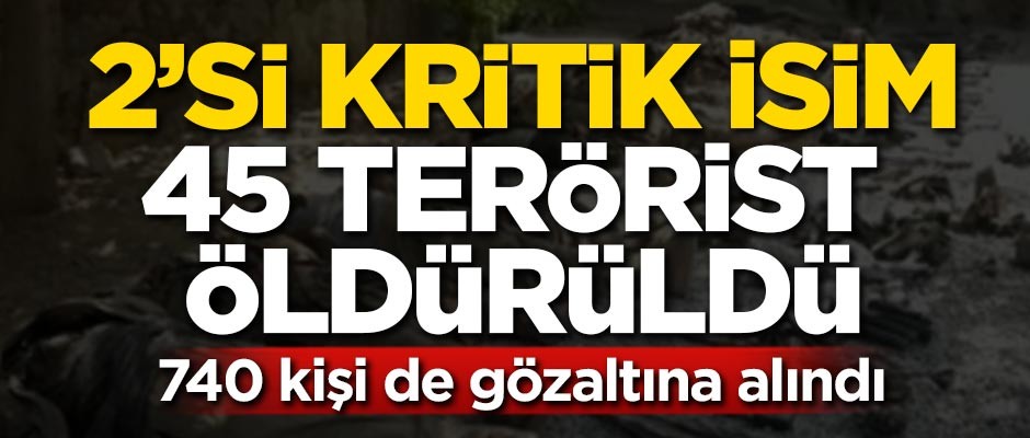 2'si üst düzey 45 terörist öldürüldü! 740 kişi de gözaltına alındı