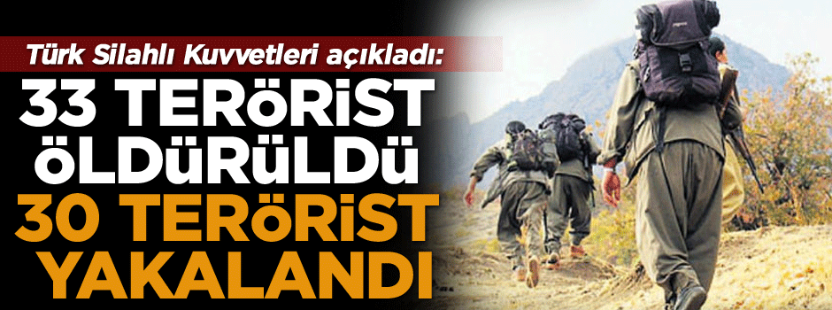 33 terörist öldürüldü 30 terörist yakalandı