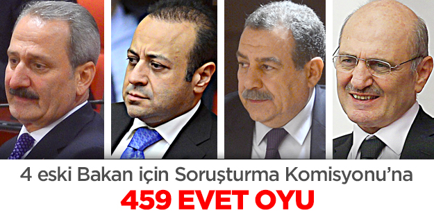 4 eski Bakan için Soruşturma Komisyonu’na 459 EVET OYU