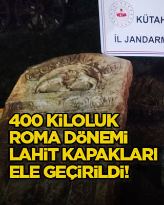 400 kiloluk Roma dönemi lahit kapakları ele geçirildi!
