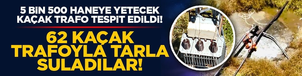 5 bin 500 haneye yetecek kaçak trafo tespit edildi! 62 kaçak trafoyla tarla suladılar!