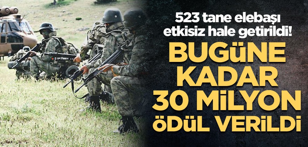 523 tane elebaşı etkisiz hale getirildi! Bugüne kadar 30 milyon ödül verildi
