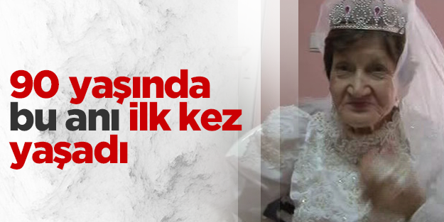 90 yaşında ilk kez gelinlik giydi