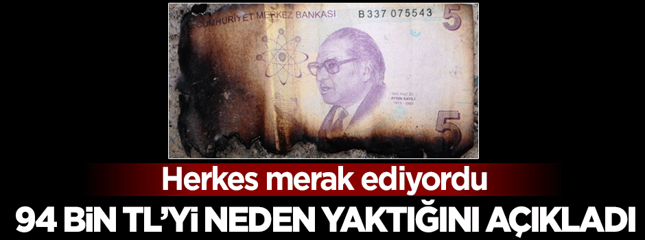 94 bin TL’yi yakan adam konuştu