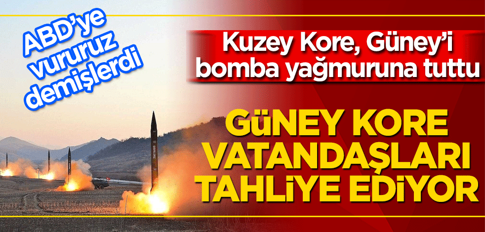 ABD’ye vururuz demişlerdi! Kuzey Kore, Güney Kore’yi bomba yağmuruna tuttu