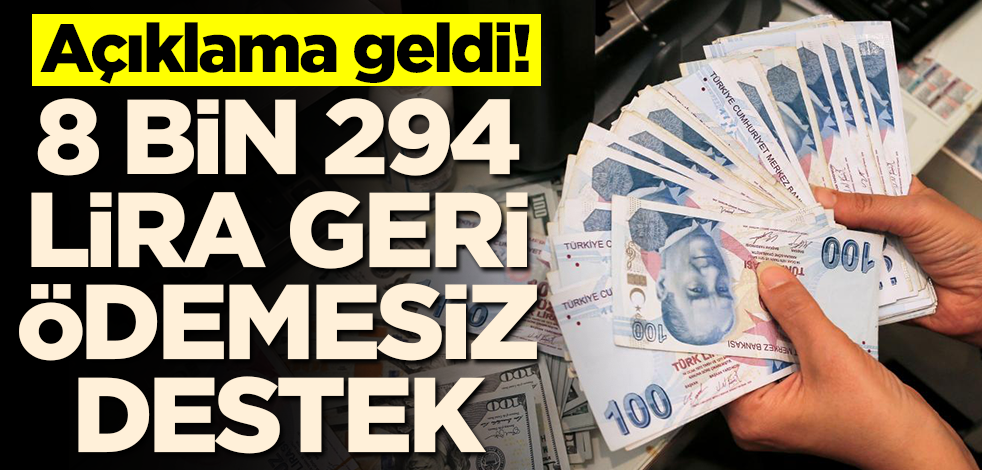 Açıklama geldi! 8 bin 294 lira geri ödemesiz destek