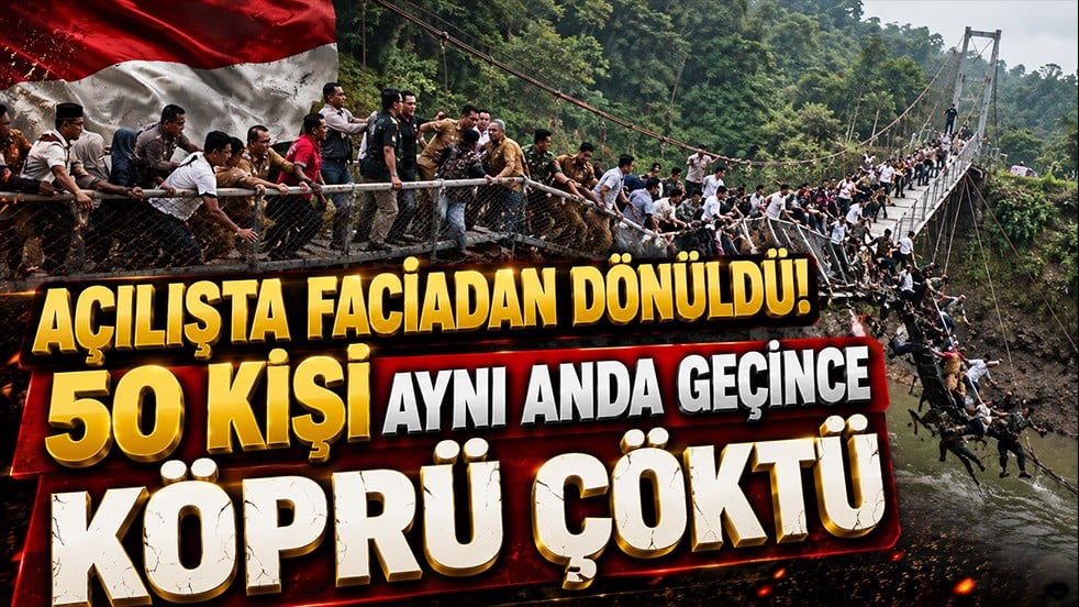 Açılışta faciadan dönüldü! 50 kişi aynı anda geçince asma köprü çöktü
