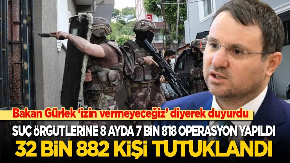 Adalet Bakanı Gürlek duyurdu: Suç örgütlerine 8 ayda 7 bin 818 operasyon yapıldı! 32 bin 882 şüpheli tutuklandı