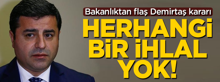 Adalet Bakanlığından flaş Demirtaş kararı! 'İhlal yok'