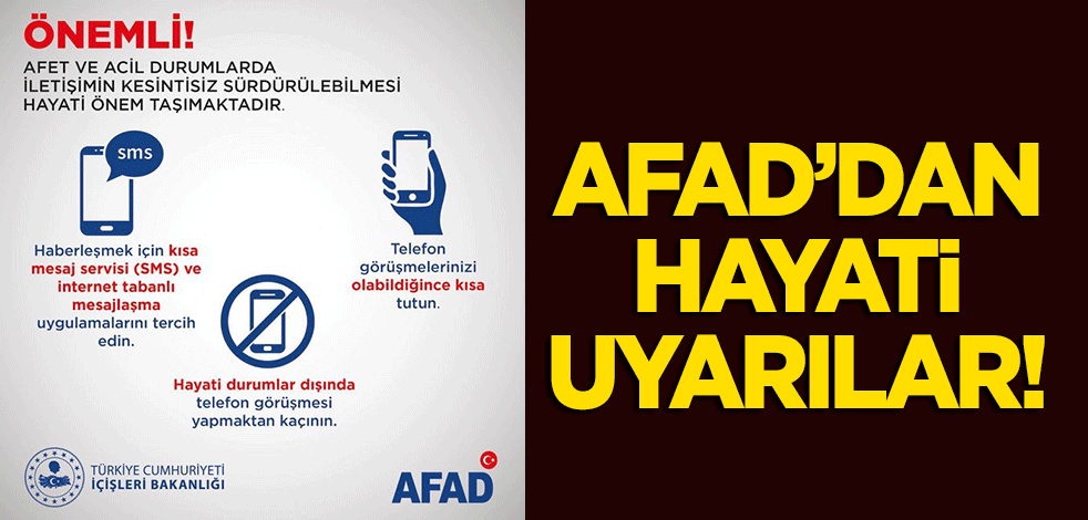 AFAD'dan 'hayati' açıklamalar!