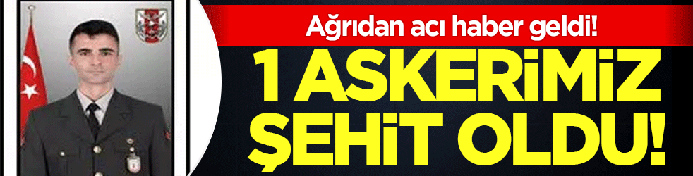 Ağrı'dan acı haber geldi: 1 askerimiz şehit oldu!