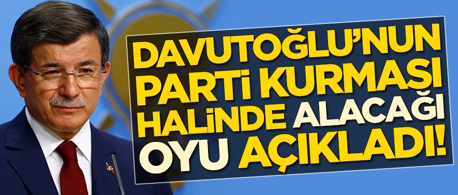 Ahmet Davutoğlu'nun parti kurması halinde alacağı oyu açıkladı