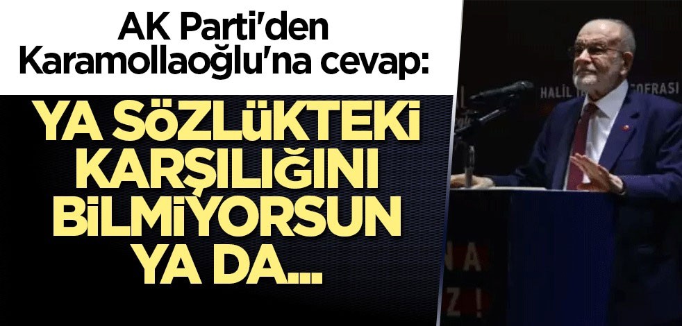 AK Parti'den Karamollaoğlu'na cevap: Ya sözlükteki karşılığını bilmiyorsun ya da...