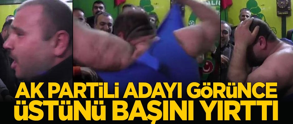AK Partili aday konuşurken üstünü başını yırttı!