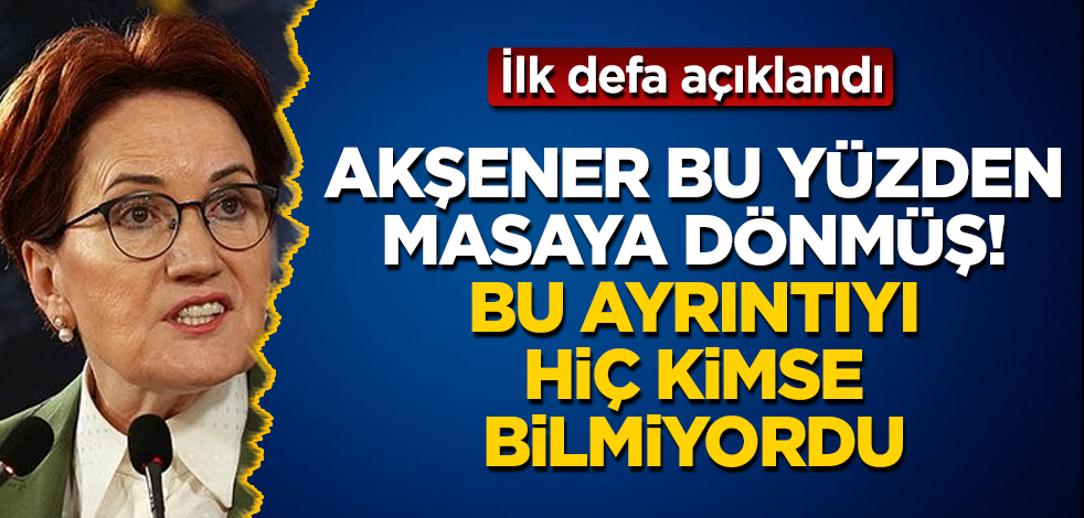 Akşener bu yüzden masaya dönmüş! Bu ayrıntıyı hiç kimse bilmiyordu! İlk defa açıklandı