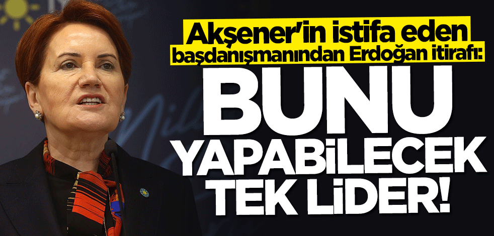 Akşener'in istifa eden başdanışmanından Erdoğan itirafı: Bunu yapabilecek tek lider!