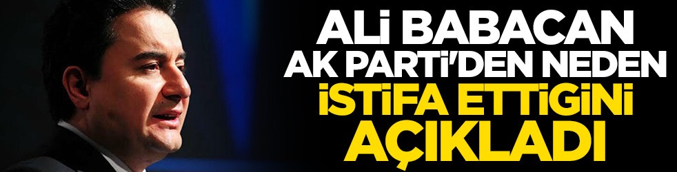 Ali Babacan AK Parti'den neden istifa ettiğini açıkladı