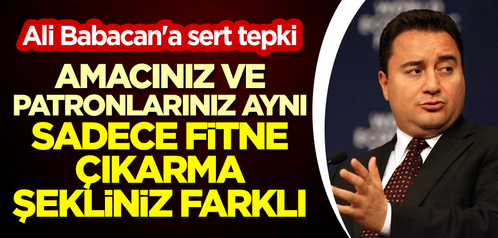 Ali Babacan'a sert tepki: Amacınız ve patronlarınız aynı, sadece fitne çıkarma şekliniz farklı