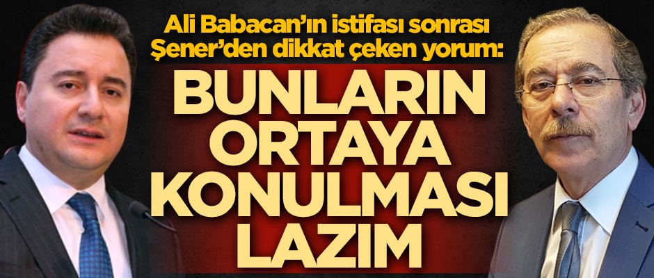 Ali Babacan'ın istifası sonrası Abdüllatif Şener'den dikkat çeken yorum: Önce bunların ortaya konulması lazım