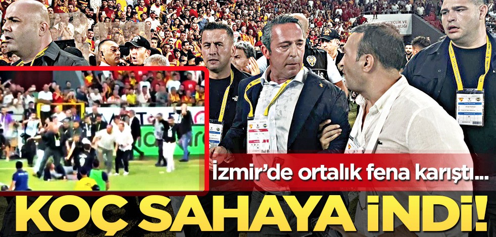 Ali Koç, sahaya indi! Ortalık savaş alanına döndü: Yabancı maddeler atıldı, yere düştü... Ali Koç'a İzmir'de saldırı