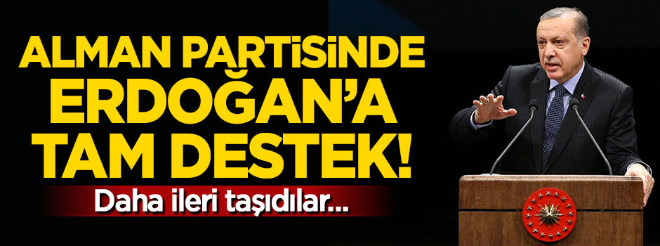 Alman partisinden Cumhurbaşkanı Erdoğan'a destek!