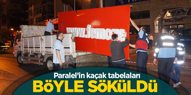 FEM Dershanesi'nin izinsiz taktığı tabelalar söküldü