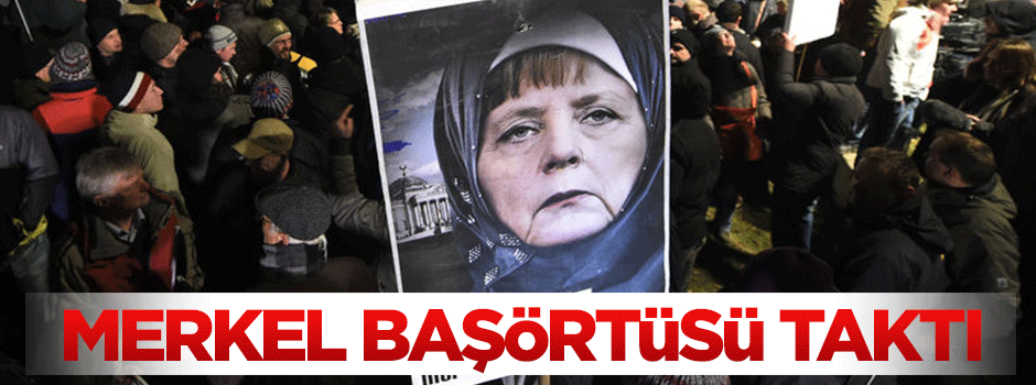 Angela Merkel'e başörtüsü taktılar