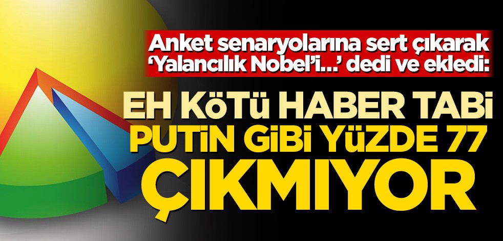 Anket senaryolarına sert çıkarak ‘Yalancılık Nobel’i…’ dedi ve ekledi: Eh, kötü haber tabii, Putin gibi yüzde 77 çıkmıyor
