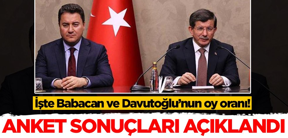Anket sonuçları açıklandı! İşte Ali Babacan ve Ahmet Davutoğlu'nun oy oranı