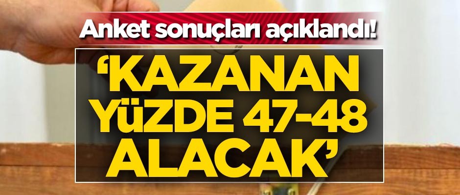 Anket sonuçları açıklandı! 'Kazanan yüzde 47-48 oy alacak'