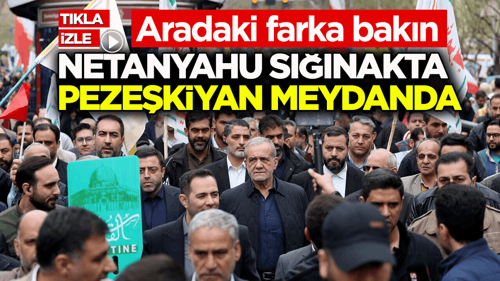 Aradaki farka bakın! Netanyahu sığınakta Pezeşkiyan meydanda