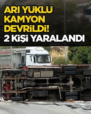 Arı yüklü kamyon devrildi! 2 kişi yarala
