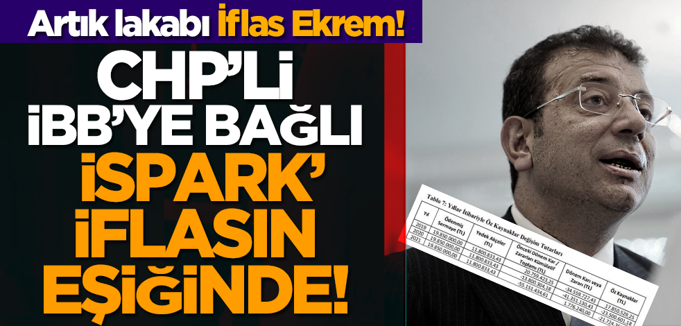 Artık lakabı İflas Ekrem! CHP’li İBB’ye bağlı İSPARK iflasın eşiğinde!