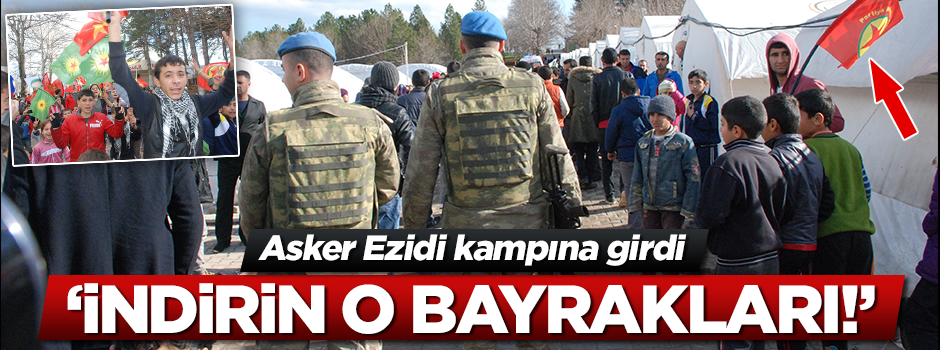 Asker Ezidi kampına girip Öcalan posterlerini indirdi