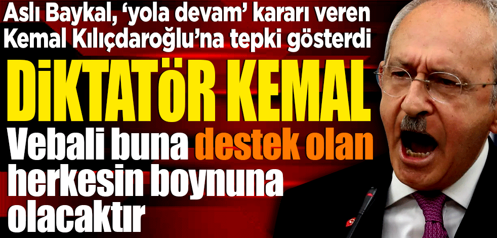 Aslı Baykal, ‘yola devam’ kararı veren Kemal Kılıçdaroğlu’na tepki gösterdi