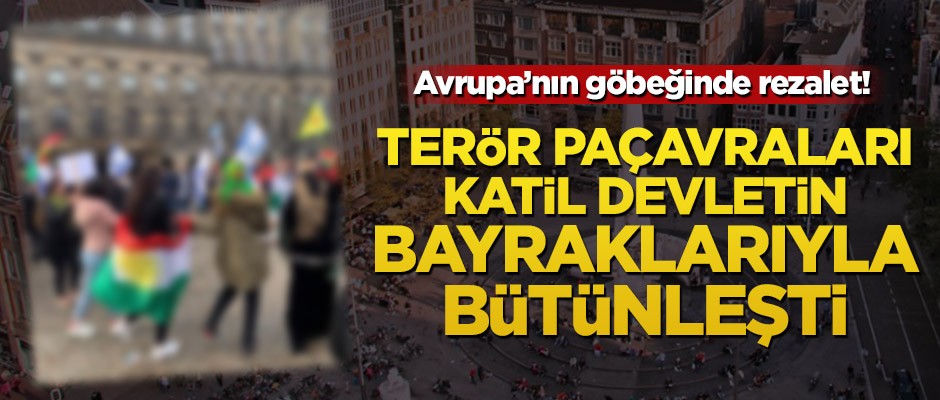 Avrupa’nın göbeğinde rezalet! Terör paçavraları katil İsrail bayraklarıyla bütünleşti