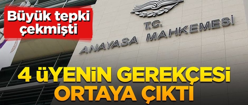 AYM’nin kararı büyük tepki çekmişti… 4 üyenin gerekçesi ortaya çıktı