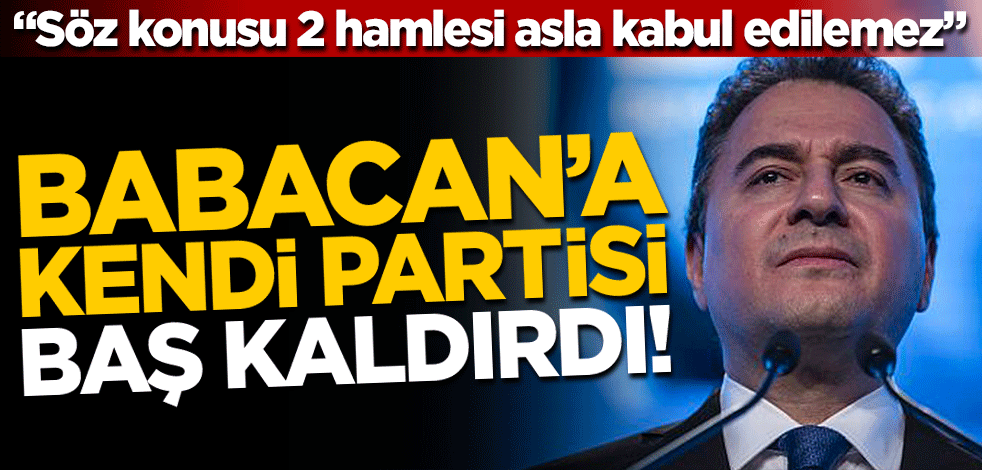 Ali Babacan'a kendi partisi baş kaldırdı! "Söz konusu 2 hamlesi asla kabul edilemez"